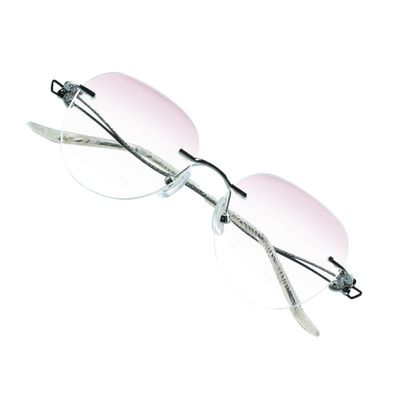VisionGlobal Metal Readers for men/women Blue Light Blocking,Hand-set Diamond Fashion Square Glasses (Clear Pink, 2.00 Magnification)