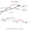 VisionGlobal Metal Readers for men/women Blue Light Blocking,Hand-set Diamond Fashion Square Glasses (Clear Pink, 2.00 Magnification) view 2