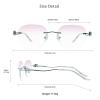 VisionGlobal Metal Readers for men/women Blue Light Blocking,Hand-set Diamond Fashion Square Glasses (Clear Pink, 2.00 Magnification) view 3