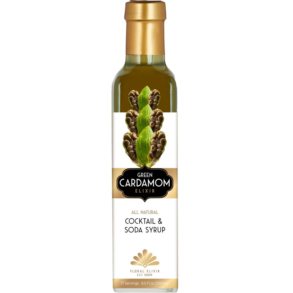 Floral Elixir Co. - All Natural HERB Syrup for Cocktails & Sodas, 8.5 oz (Green Cardamom)
