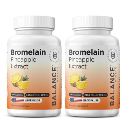 Balancebreens Bromelain 500mg Veggie Capsules  2400 GDU Pineapple Extract Supplement for Joint Support, Natural Swelling Support, and Healthy Digestion  180 Capsules Made in USA