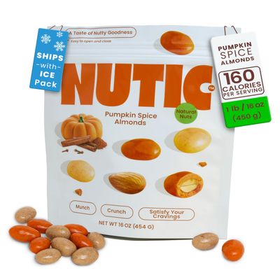 Nutic Pumpkin Spice Almonds - 1 Lb Premium Pumpkin-Flavored Almond Snacks in a Resealable Bag - Ideal for Seasonal Snacking Adventure, Made in USA (Pack of 1)