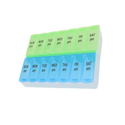 7 Day Weekly Pill AM PM Organizer, ShysTech Large Pill Case Pill Box for Pills/Vitamin/Supplements/Medication (Blue/Green)