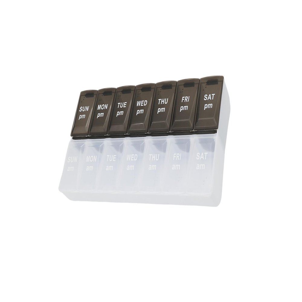 7 Day Weekly Pill AM PM Organizer, ShysTech Large Pill Case Pill Box for Pills/Vitamin/Supplements/Medication (Black/White)