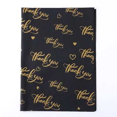 100 Sheet Thankyou Gift Wrapping Tissue Paper 14x20 Recyclable Black with Metallic Gold Packaging Bag for Wedding Birthday Showers Art Craft Party Favor Decoration
