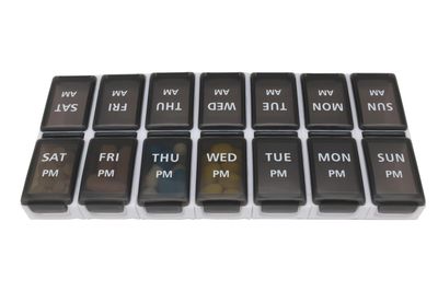 7 Day Weekly Pill AM PM Organizer, ShysTech Large Pill Case Pill Box for Pills/Vitamin/Supplements/Medication (Separable, Small Black)