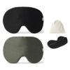 2-Pack Linen Eye Sleep Mask Oversized for Sleeping Organic Oeko-TEX Standard Blackout Eye Shade Cover Adjustable Strap Breathable Travel Meditation Essential Gift idea Woman Man (Black+Pine) view 1