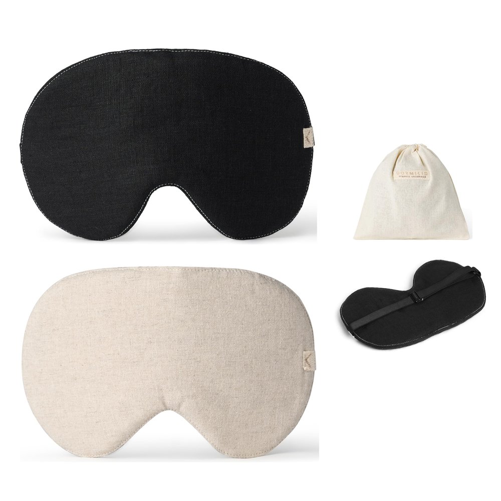 2-PACK Linen Eye Sleep Mask Oversized for sleeping Organic Oeko-TEX Standard Blackout Eye Shade cover Adjustable strap Breathable Travel Meditation Essential Gift idea Woman Man (Green+Olive)