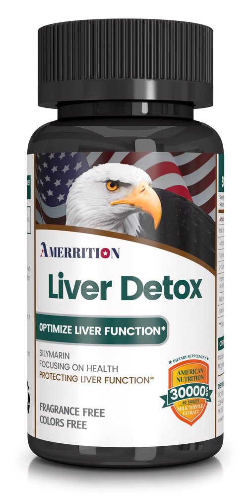 Amerrition Liver Support Supplement with Milk Thistle Silymarin, Artichoke Extract, Turmeric - Optimal Liver Function and Digestive Health  60 Tablets