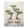 Artery8 Japanese Bonsai Trees In Pots Oil Painting Pallet Knife Neutral Tone Textured Tree Artwork Large Wall Art Poster Print Thick Paper 18X24 Inch view 1