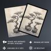 Artery8 Japan Bonsai Trees Oil Painting Pallet Knife Neutral Grey Tone Textured Artwork Artwork Framed Wall Art Print A4 view 2