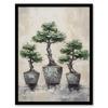 Artery8 My 3 Bonsai Trees Oil Painting Pallet Knife Neutral Tone Textured Tree Artwork Artwork Framed Wall Art Print A4 view 1