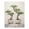 Artery8 Japanese Bonsai Trees In Pots Oil Painting Pallet Knife Neutral Tone Textured Tree Artwork Extra Large XL Wall Art Poster Print view 1