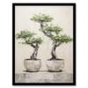Artery8 Japanese Bonsai Trees In Pots Oil Painting Pallet Knife Neutral Tone Textured Tree Artwork Art Print Framed Poster Wall Decor 12x16 inch view 1