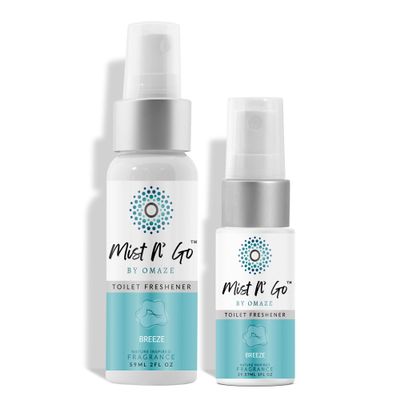 Mist N' Go by Omaze Travel Odor Eliminator - Toilet Spray for Bathroom Air Freshener - Daily Pack (2oz x1 + 1oz x1)