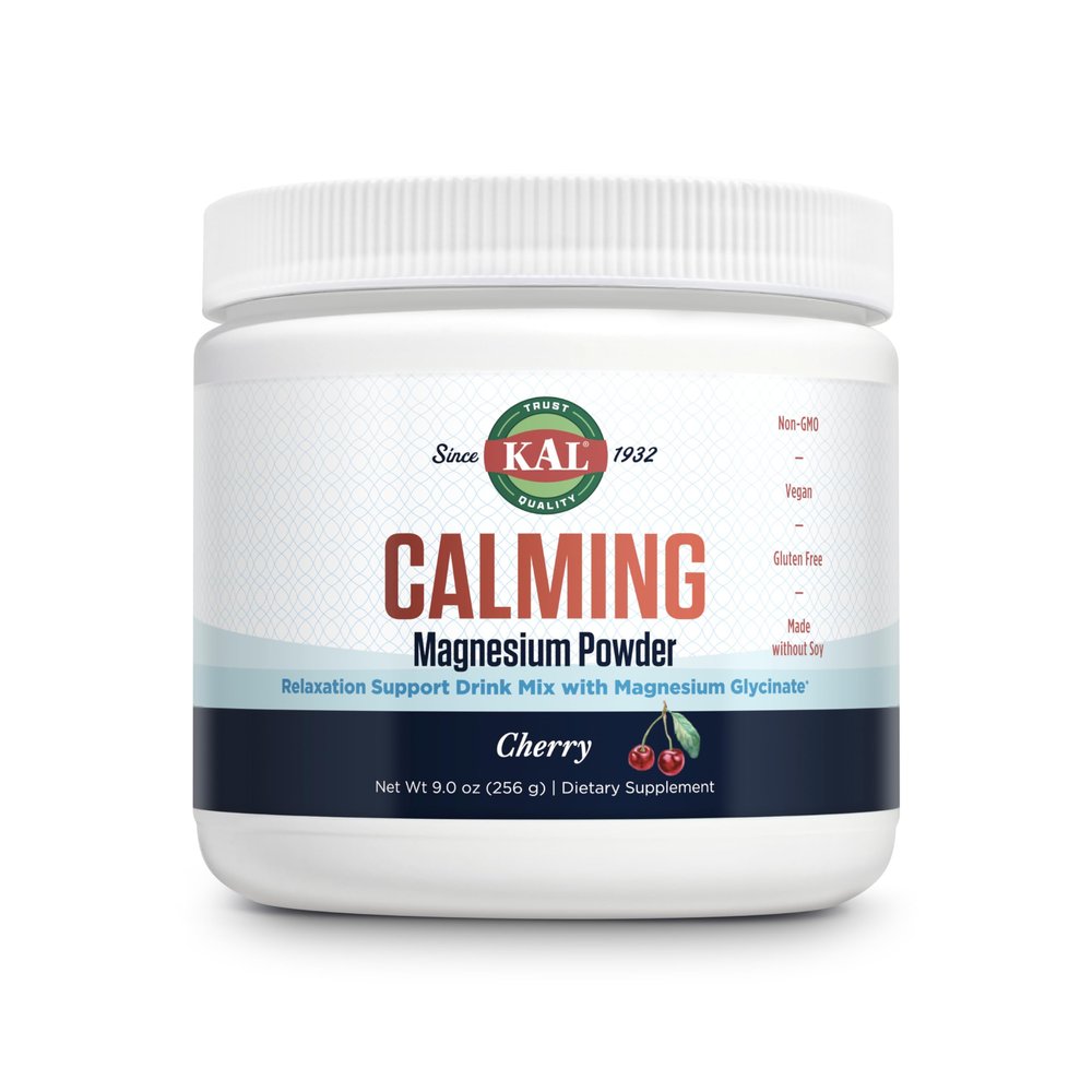 KAL Calming Magnesium Powder - Cherry Flavor Magnesium Supplement - High Absorption, Relaxation Support, No Added Sugar, Vegan, Gluten Free, Made Without Soy - 40 Servings, 9 oz
