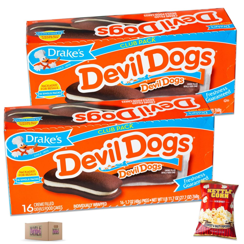 Devil Dogs (2 packs, 16CT) - Club Pack - Sweet and Salty Kettle Corn (1, 5.5oz bag) - 3 Items Total