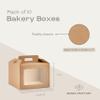 Boxes Craftory Set of 10 Gable Boxes with Carrying Handle - Ideal for Tall Cake and Presents for All Occasions - 9.64" x 9.64" x 7" Havana view 2