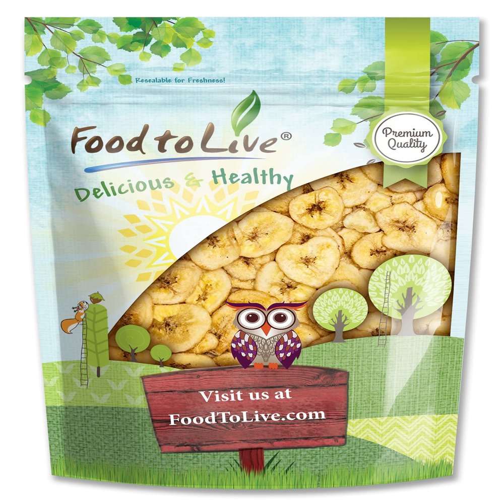 Food to Live Banana Chips, 1 Pound Sweetened, Unsulfured, Kosher, Vegan, Bulk, Crisp & Tasty Snack