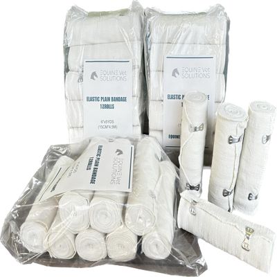 12 Pack, 6" x 5 YDS Elastic Plain Bandage Rolls