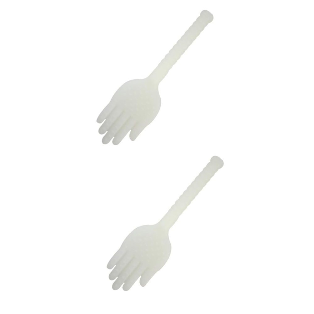 KALLORY 2pcs Plastic Health Massage Hammer Palm-Shaped for Fitness Therapy and Fatigue Relief for Back and Neck Massage White