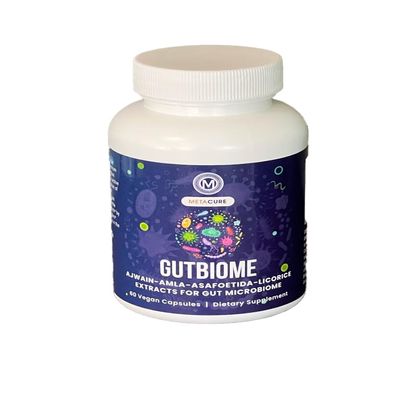 Metacure GutBiome Liposomal Extracts of Ajwain, Licorice, Amla & Asafoetida Advanced Digestive Support Formula Vegan, NonGMO, GlutenFree 60 Capsules