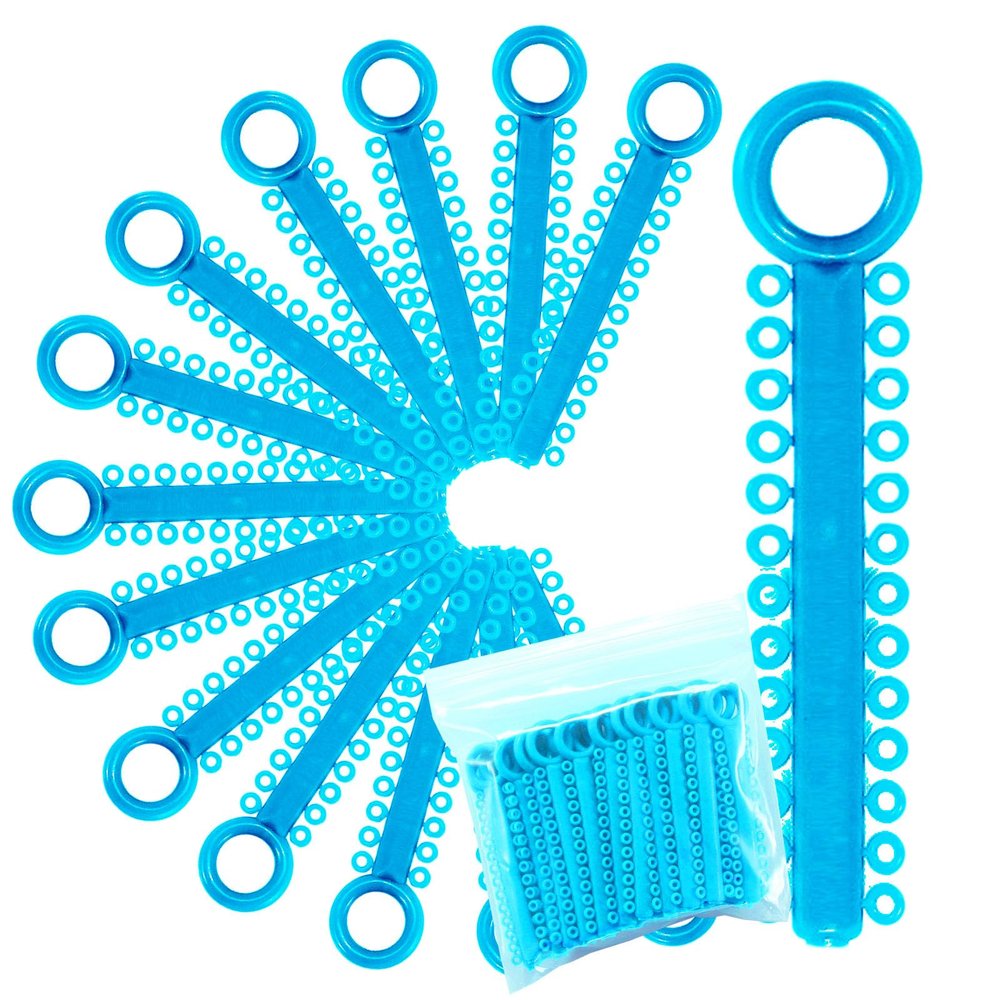 1040 Power Sticks Ligature Ties Orthodontic Ligature O-Ties, Elastic Ligature Bands, Elastic ties O-Rings Elastic Bands for Braces 26 ties on each stick (Neon Cyan)