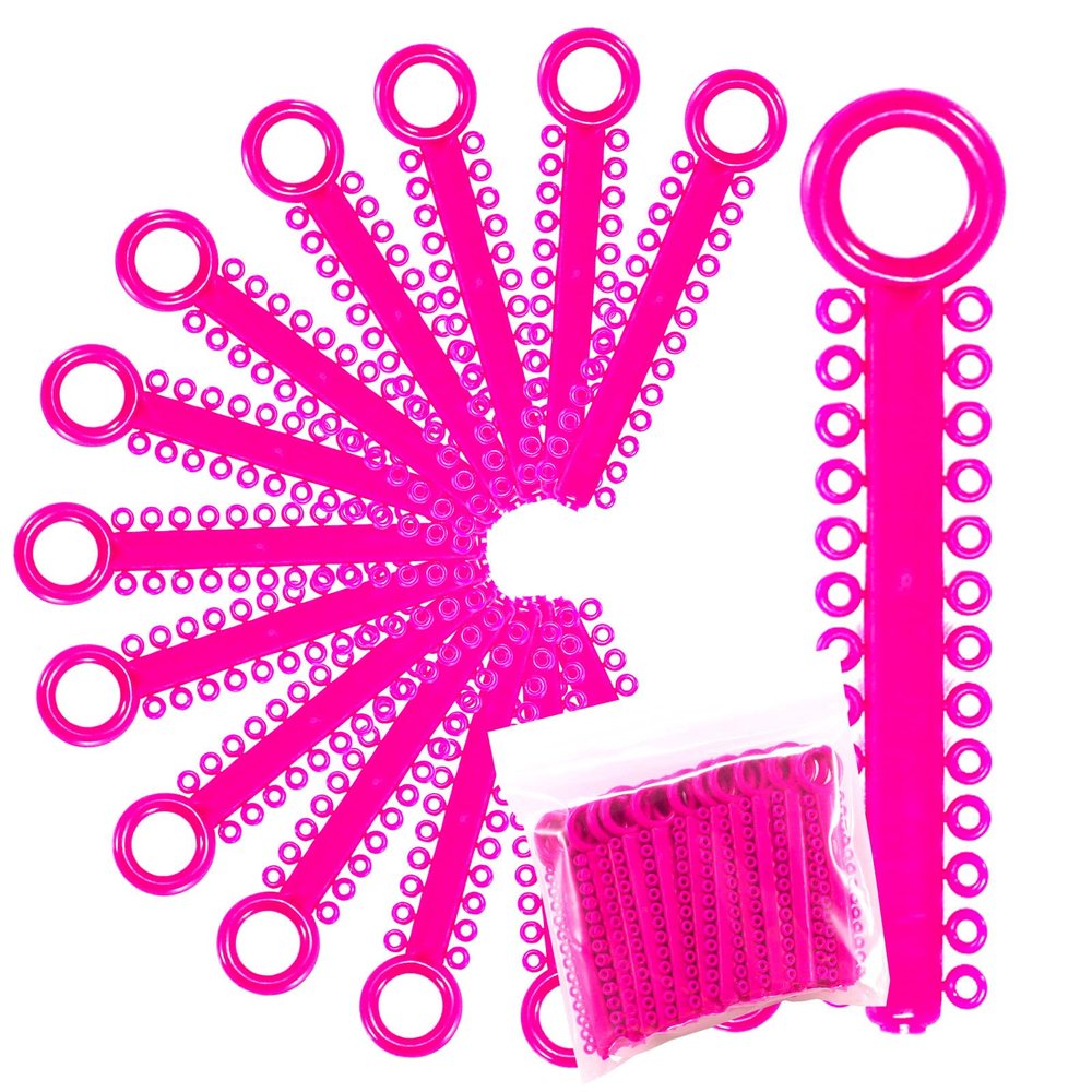 1040 Power Sticks Ligature Ties Orthodontic Ligature O-Ties, Elastic Ligature Bands, Elastic ties O-Rings Elastic Bands for Braces 26 ties on each stick (Neon Pink)