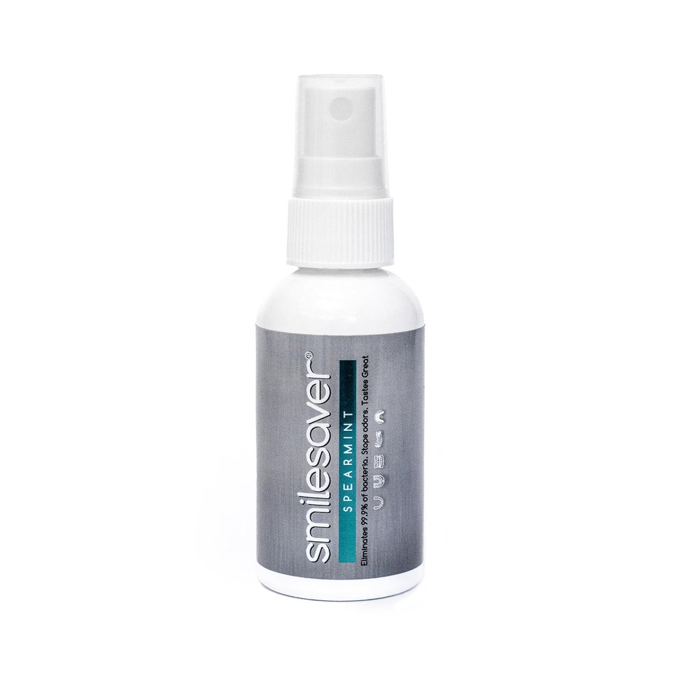 Smilesaver Retainer Cleaner - A Clean Label, Healthy Choice, 30 Sec Spray Cleaner for Retainers, Invisalign, & Dentures. Minty Taste. Portable, Convenient, No Rinsing. Protects Oral Health. (2oz)