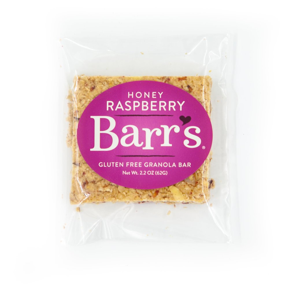 Mrs. Barrs Natural Foods Granola Bars | Honey Raspberry | Certified Organic Gluten Free Oats | Soft Texture | Small Batch | Gourmet Quality | Real Ingredients | 2.2 Ounces (6 Pack)