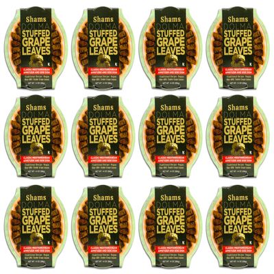 Shams Dolma Stuffed Grape Leaves, Vegan and Kosher Stuffed Grape Leaves, Non-GMO Dolmas, Traditional Recipe 14 Ounce, Pack of 12