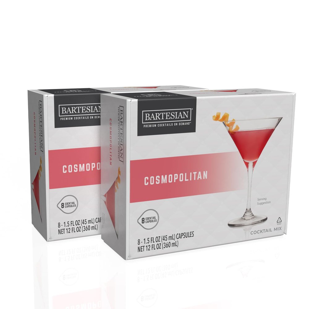 Bartesian 16-Pack Cosmopolitan Mixer Capsules for Cocktail Machine Home Bar Mixology Cocktails Mix Pod Capsule Set To Use With the Bartesian Cocktail Drink Maker Machine
