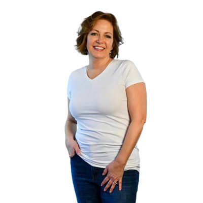tempagenix Ladies, Fitted, Temperature Regulating Performance Shirt - NASA-Approved Outlast Technology for Active Comfort, V Neck, Large White
