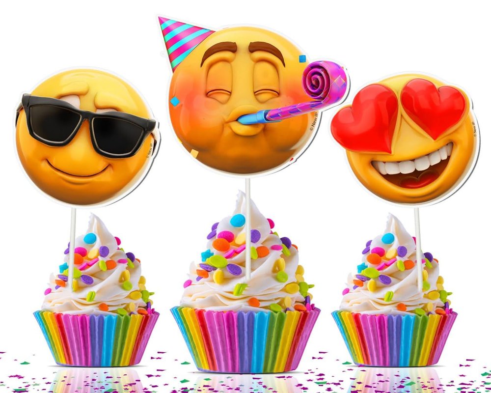 10 PCS NEWMOJI  Faces Party Cupcake Toppers - Add Expressive Fun to Your Treats!