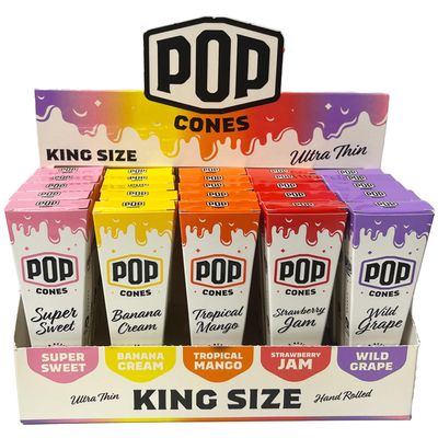 POP Cones Ultra Thin King Sized Variety Pack - 25 Packs, 3 Cones per Pack, Mixed