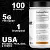 It's Just! - Creatine Monohydrate Powder, Pure Creatine Powder, Made in USA, 3rd Party Lab Tested, 5g Per Serving, Scoop Included, No Fillers, No Added Flavor (Unflavored, 1000g / 200 Servings) view 4