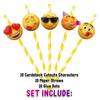 10 PCS NEWMOJI Faces Party Straws - Sip and Express with Fun Emojis! view 3