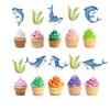 10 Pcs Shark Cupcake Toppers for Under the Sea Birthday, Baby Shower, and Ocean Theme Party Decorations  Cute Shark and Seaweed Cupcake Picks for Kids, Cakes, and Dessert Table Supplies view 2