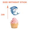 10 Pcs Shark Cupcake Toppers for Under the Sea Birthday, Baby Shower, and Ocean Theme Party Decorations  Cute Shark and Seaweed Cupcake Picks for Kids, Cakes, and Dessert Table Supplies view 3