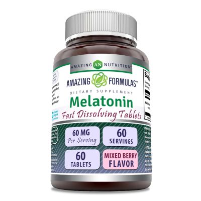 Amazing Formulas Melatonin Fast Dissolving Supplement | 60 Mg per Serving | Mixed Berry Flavor | 60 Tablets | Non-GMO | Gluten-Free | Made in USA