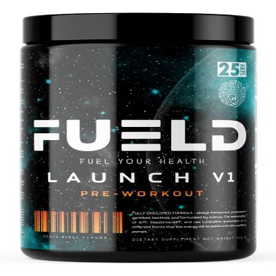 FUELD Launch V1 Pre-Workout, Peach Rings Flavor, Insane Energy Blend, Out of This World Pump Matrix, 6g Raw L-Citrulline, 254mg Vaso Drive AP.