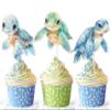 10 Pcs Sea Turtle Cupcake Toppers for Kids Birthday, Baby Shower, and Under the Sea Party Ocean Animal Decorations for Cupcakes, Cakes, and Beach or Pool Party Supplies view 1