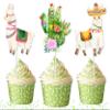 10 Pcs Llama Cupcake Toppers with Cactus and Fiesta Designs for Birthday Party, Baby Shower, and Cinco de Mayo Decorations  Cute Mexican Theme Cupcake Picks for Cakes, Kids view 1