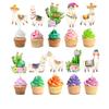 10 Pcs Llama Cupcake Toppers with Cactus and Fiesta Designs for Birthday Party, Baby Shower, and Cinco de Mayo Decorations  Cute Mexican Theme Cupcake Picks for Cakes, Kids view 2