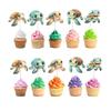 10 PCS Sea Turtle Cupcake Toppers for Under the Sea Birthday, Baby Shower, and Ocean Theme Party Decorations  Cute Turtle Cupcake Picks for Kids, Cakes, and Dessert Table Supplies view 2