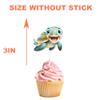 10 PCS Sea Turtle Cupcake Toppers for Under the Sea Birthday, Baby Shower, and Ocean Theme Party Decorations  Cute Turtle Cupcake Picks for Kids, Cakes, and Dessert Table Supplies view 3