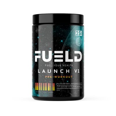 FUELD Launch V1 Pre-Workout, Pineapple Mango Flavor, Insane Energy Blend, Out of This World Pump Matrix, 6g Raw L-Citrulline, 254mg Vaso Drive AP, 350mg Caffeine, 450g, 25 Servings