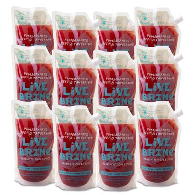 Olive My Pickle Probiotic Pickle Juice - 234 Ounces | 12 Pack of LiveBrine Pomegranate Beet & Tangerine Pickle Juice with Natural Probiotics and Digestive Enzymes for Gut Health - 156 Pickle Shots