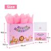 13" Large Pink Gift Bag Set with Greeting Card and Tissue Papers (Animal and Happy Birthday) for Girls', or Kids' Party, Baby Showers, Baby Girls, Newborn, New Moms or Parents- 13x5.2x10.2, 1 Pcs view 2