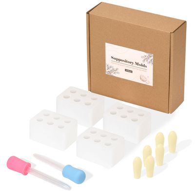 Fukumi Reusable Suppository Molds Kit, 2ML | 4 Suppository Mold Trays + 10 Droppers | Easy DIY Suppository Making for Men & Women, Silicone Suppository Molds Kit